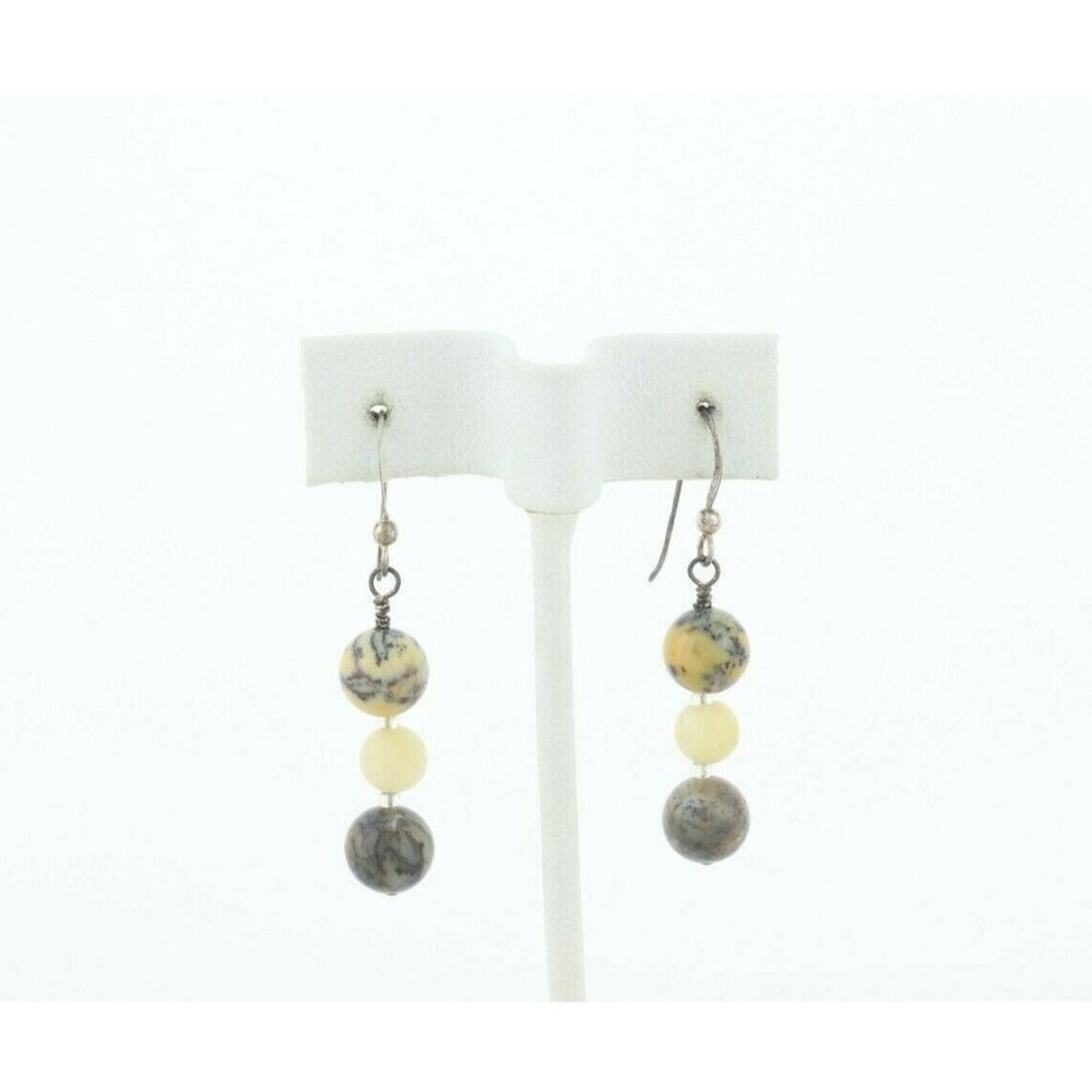 Sterling Silver Agate Earrings Dangle Drop Earrings - Picture 6 of 7
